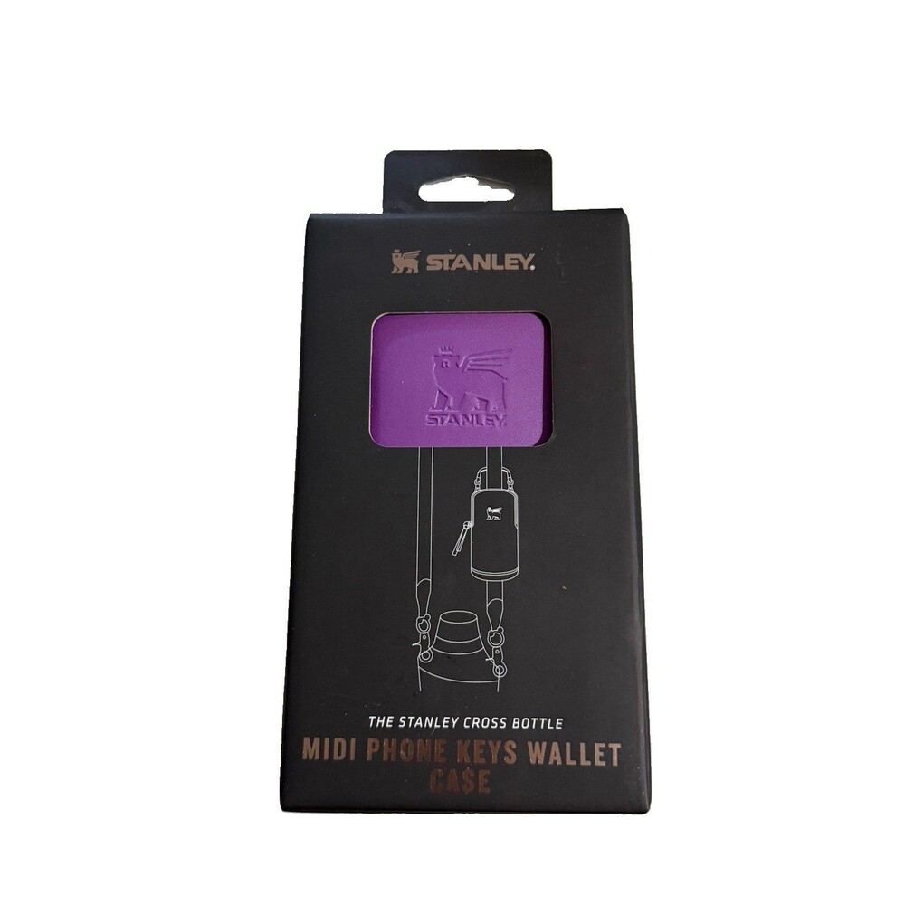 NIB The Stanley Cross Bottle Midi Phone Keys Wallet Case Purple PU Leather